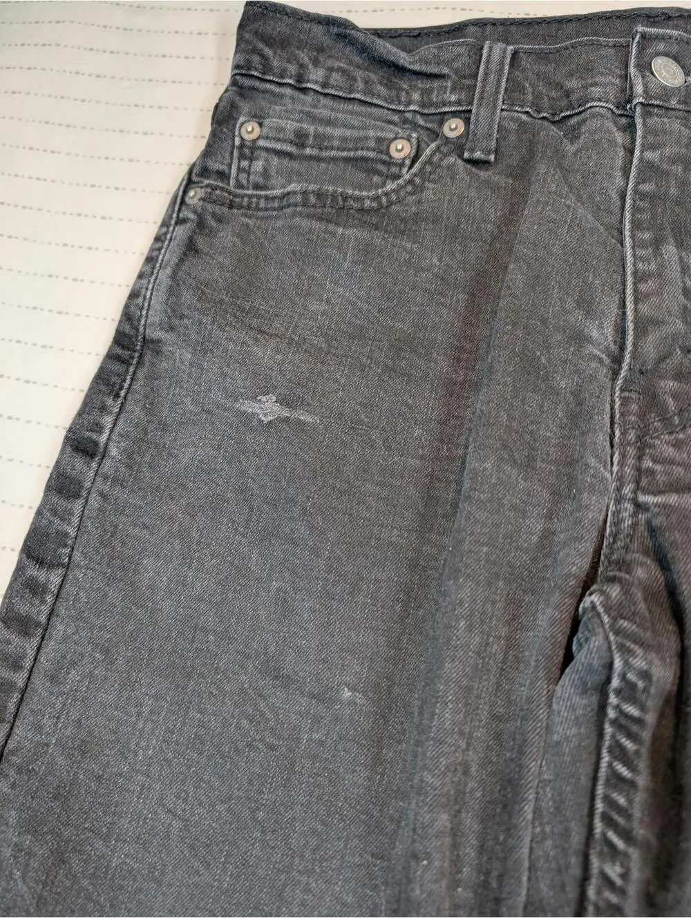 Levi's 511 Slim Fit Charcoal Black Denim Distressed Tapered Jeans Mens 33x30
